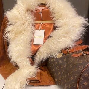 GORGEOUS Penny Lane Mumu Coat with Mongolian fur collar and trim